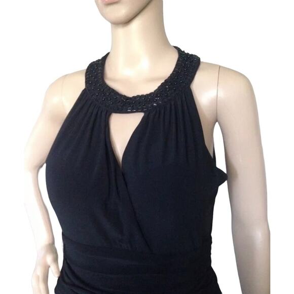 JESSICA HOWARD Womens Size 8 Sleeveless Black Embellished Keyhole Cocktail Dress - Picture 4 of 6